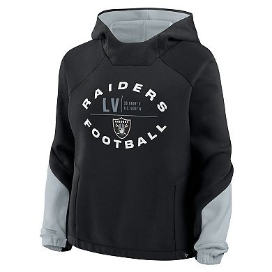 Women's Fanatics Black Las Vegas Raiders Oversized Redzone Bubble Screen Pullover Hoodie