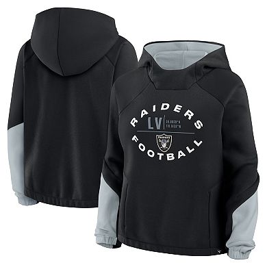 Women's Fanatics Black Las Vegas Raiders Oversized Redzone Bubble Screen Pullover Hoodie