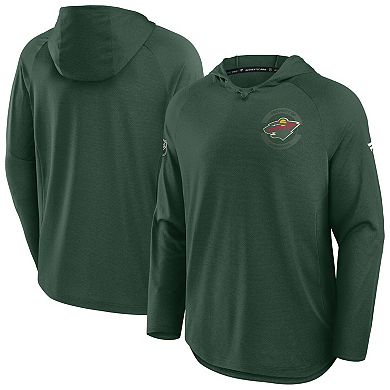 Men's Fanatics Green Minnesota Wild Authentic Pro Rink Raglan Hoodie