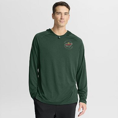 Men's Fanatics Green Minnesota Wild Authentic Pro Rink Raglan Hoodie