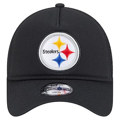 Toddler New Era Black Pittsburgh Steelers Main 9FORTY A-Frame Trucker Adjustable Hat
