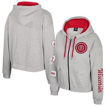 Women's Colosseum Gray Wisconsin Badgers Alfie Full-Zip Hoodie Jacket