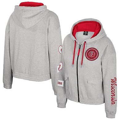 Women's Colosseum Gray Wisconsin Badgers Alfie Full-Zip Hoodie Jacket