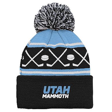Infant Black Utah Mammoth Face-Off Cuffed Knit Hat with Pom
