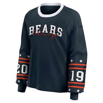 Women's WEAR by Erin Andrews Navy Chicago Bears Plus Size Sport Long-Sleeve T-Shirt