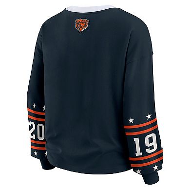 Women's WEAR by Erin Andrews Navy Chicago Bears Plus Size Sport Long-Sleeve T-Shirt