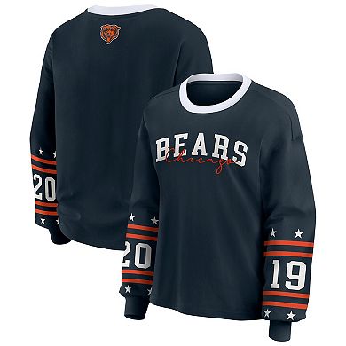 Women's WEAR by Erin Andrews Navy Chicago Bears Plus Size Sport Long-Sleeve T-Shirt