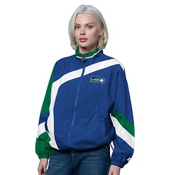 Women's Starter Royal/Green Seattle Seahawks Vintage 1st Quarter Full-Zip Windbreaker