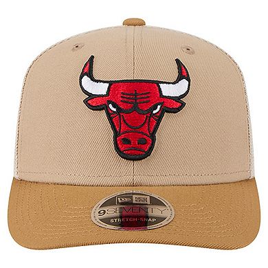 Men's New Era Tan/Light Brown Chicago Bulls Two-Tone 9SEVENTY Adjustable Trucker Hat