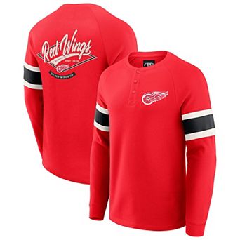 Men's Darius Rucker Collection by Fanatics Red Detroit Red Wings Waffle-Knit Raglan Long Sleeve Henley T-Shirt