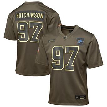 Youth Nike Aidan Hutchinson Olive Detroit Lions 2025 Salute to Service Game Jersey