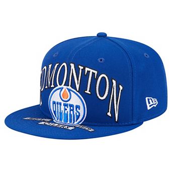 Men's New Era Royal Edmonton Oilers Oversized Vintage Arch 59Fifty Fitted Hat
