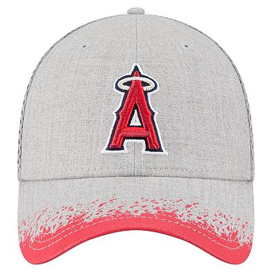 Men's New Era Gray Los Angeles Angels Visor Paint Splatter 39THIRTY Flex Hat