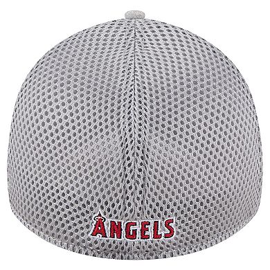 Men's New Era Gray Los Angeles Angels Visor Paint Splatter 39THIRTY Flex Hat