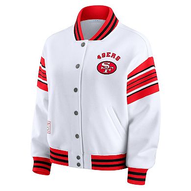 Women's WEAR by Erin Andrews White San Francisco 49ers Plus Size Full-Snap Fleece Sweatshirt Jacket