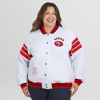 Women's WEAR by Erin Andrews White San Francisco 49ers Plus Size Full-Snap Fleece Sweatshirt Jacket