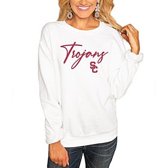 Women's White USC Trojans Win the Day Pullover Sweatshirt