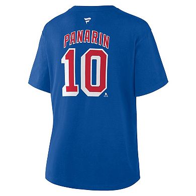 Women's Fanatics Artemi Panarin Blue New York Rangers Authentic Stack Name & Number T-Shirt