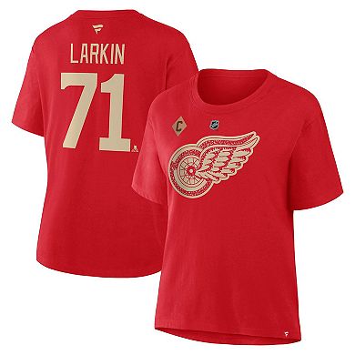 Women's Fanatics Dylan Larkin Red Detroit Red Wings Authentic Stack Name & Number T-Shirt
