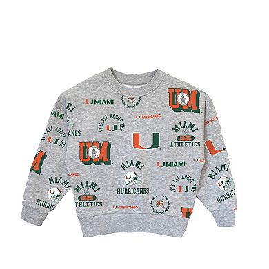 Girls Youth Gameday Couture Gray Miami Hurricanes Always On Repeat Pullover Sweatshirt