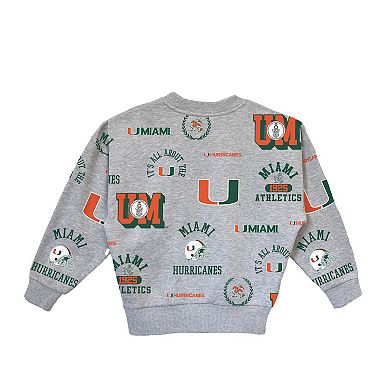 Girls Youth Gameday Couture Gray Miami Hurricanes Always On Repeat Pullover Sweatshirt