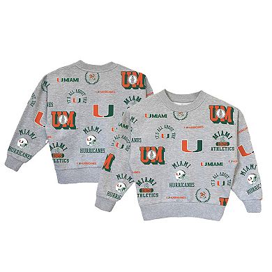Girls Youth Gameday Couture Gray Miami Hurricanes Always On Repeat Pullover Sweatshirt