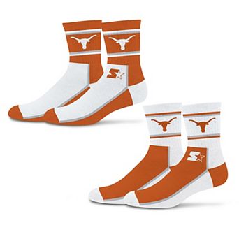 Unisex Starter Texas Orange/White Texas Longhorns Double Color Block 2-Pack Mid-Crew Socks