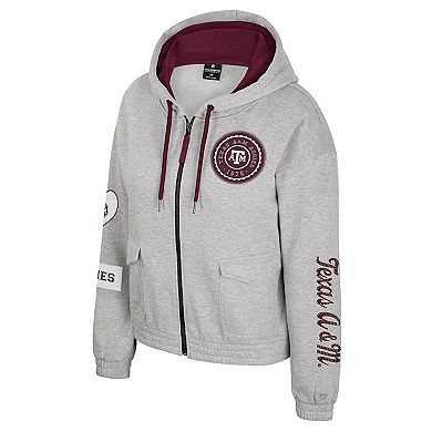 Women's Colosseum Gray Texas A&M Aggies Alfie Full-Zip Hoodie Jacket