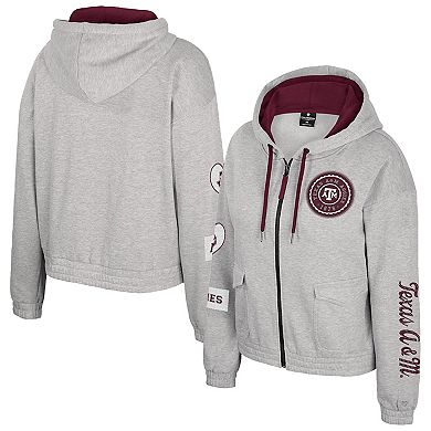 Women's Colosseum Gray Texas A&M Aggies Alfie Full-Zip Hoodie Jacket