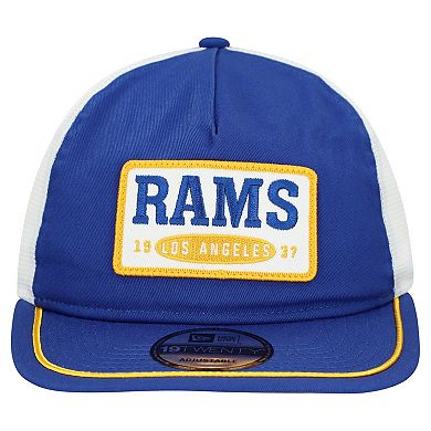 Men's New Era Royal/White Los Angeles Rams Patch 19TWENTY Adjustable Hat
