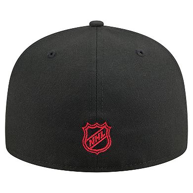 Men's New Era Black Chicago Blackhawks Oversized Vintage Arch 59Fifty Fitted Hat
