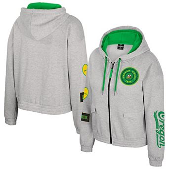 Women's Colosseum Gray Oregon Ducks Alfie Full-Zip Hoodie Jacket