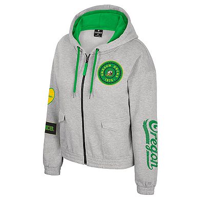 Women's Colosseum Gray Oregon Ducks Alfie Full-Zip Hoodie Jacket