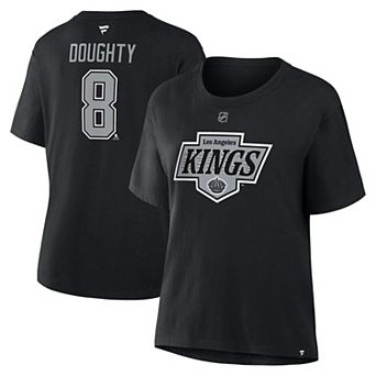 Women's Fanatics Drew Doughty Black Los Angeles Kings Authentic Stack Name & Number T-Shirt