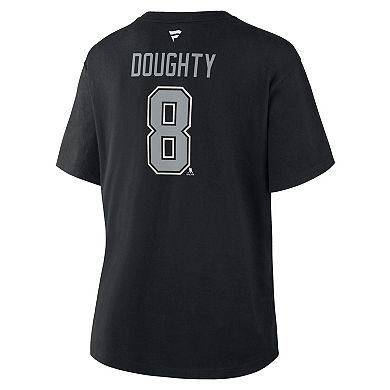 Women's Fanatics Drew Doughty Black Los Angeles Kings Authentic Stack Name & Number T-Shirt
