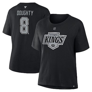 Women's Fanatics Drew Doughty Black Los Angeles Kings Authentic Stack Name & Number T-Shirt