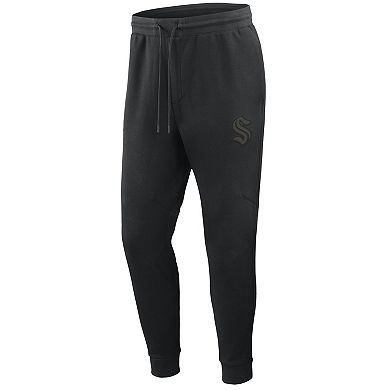 Men's Fanatics Black Seattle Kraken Authentic Pro Road Tri-Blend Joggers