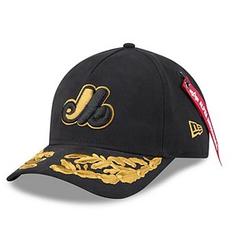 Men's New Era x Alpha Industries Black Montreal Expos A-Frame 9FORTY Adjustable Hat