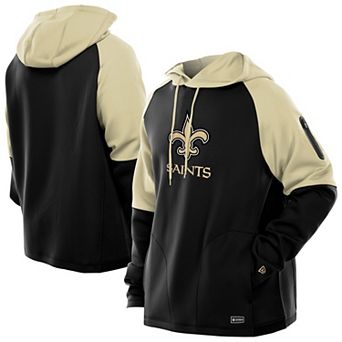 Men's New Era Black New Orleans Saints Combine Authentic Color Block Raglan Pullover Hoodie