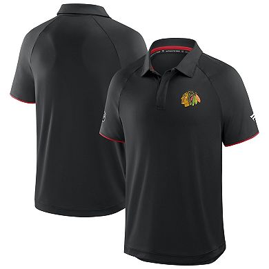 Men's Fanatics Black Chicago Blackhawks Authentic Pro Rink Raglan Polo