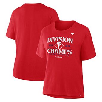 Women's Fanatics Red Philadelphia Phillies 2025 NL East Division Champions Locker Room Plus Size T-Shirt