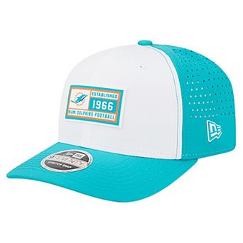 Men's New Era White/Aqua Miami Dolphins Established Patch 9SEVENTY Adjustable Hat