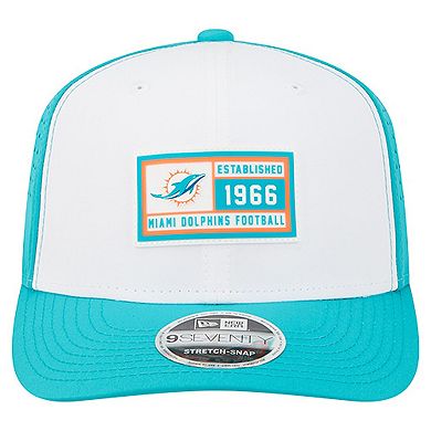 Men's New Era White/Aqua Miami Dolphins Established Patch 9SEVENTY Adjustable Hat