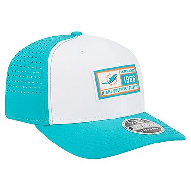 Men's New Era White/Aqua Miami Dolphins Established Patch 9SEVENTY Adjustable Hat