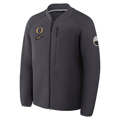 Men's Nike Anthracite Oregon Ducks Shoe Duck Tech Fleece Full-Zip Jacket
