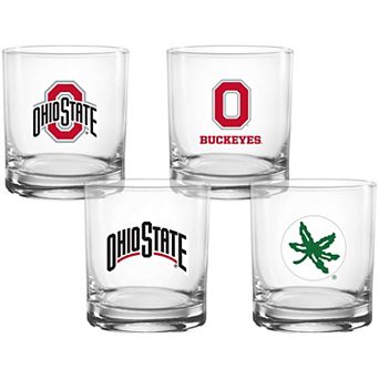 Ohio State Buckeyes 14oz. Collector's Rocks Glass Four-Piece Set