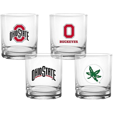 Ohio State Buckeyes 14oz. Collector's Rocks Glass Four-Piece Set