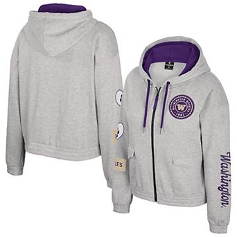 Women's Colosseum Gray Washington Huskies Alfie Full-Zip Hoodie Jacket