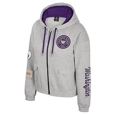 Women's Colosseum Gray Washington Huskies Alfie Full-Zip Hoodie Jacket