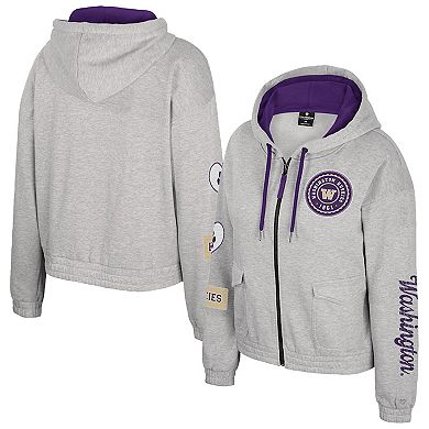 Women's Colosseum Gray Washington Huskies Alfie Full-Zip Hoodie Jacket